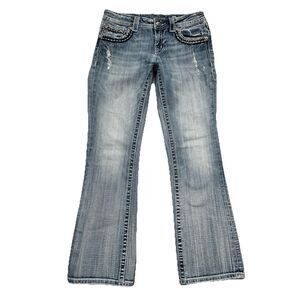 Miss Me Light Blue Boot Cut Jeans with Embellished Pockets